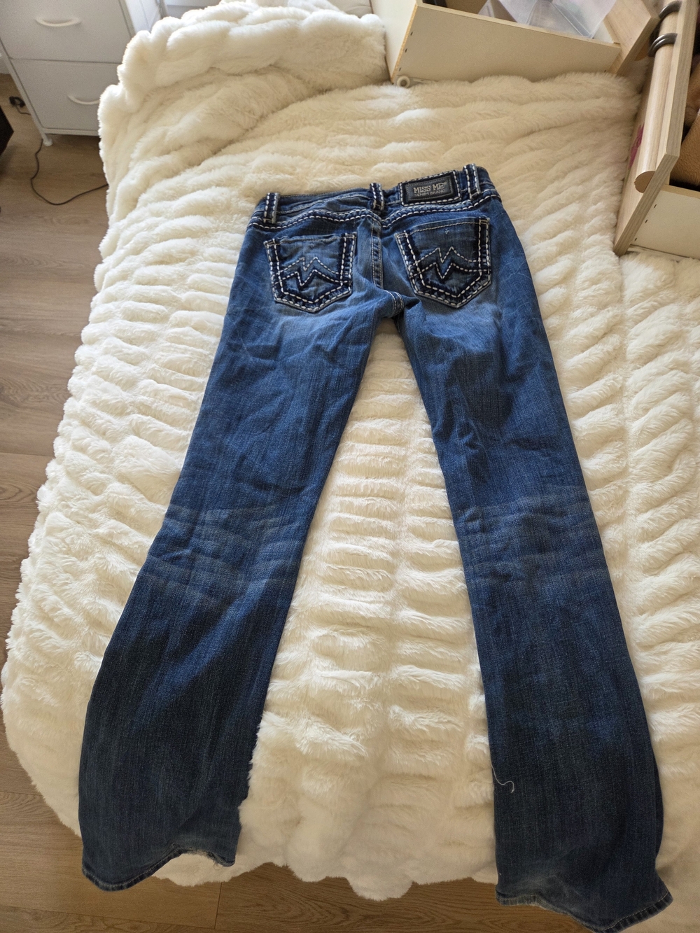 Miss Me Dark Blue Flare Jeans with Embellished Back Pockets